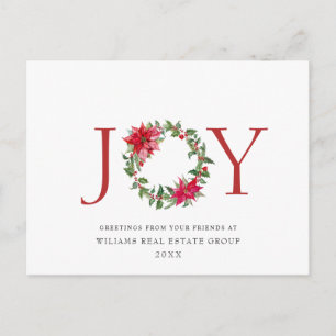 Festive Holly Berry Poinsettia Christmas Corporate Holiday Postcard