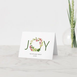 Festive Holly Berry Wreath Christmas Greeting Holiday Card