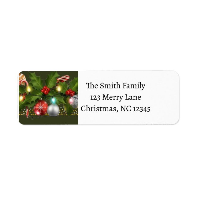 Festive Holly Garland | Green Christmas Address (Front)