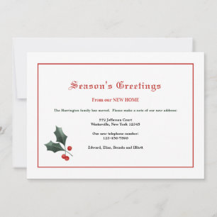 Festive Holly Holiday Moving Card