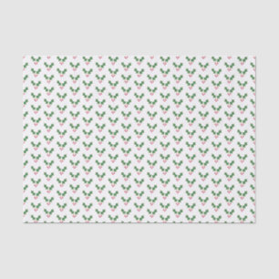 Festive Holly Leaves and Berries Christmas Pattern Tissue Paper