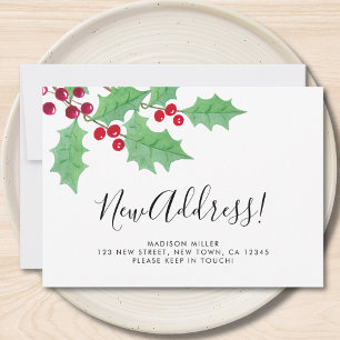 Festive Holly New Address Moving Announcement