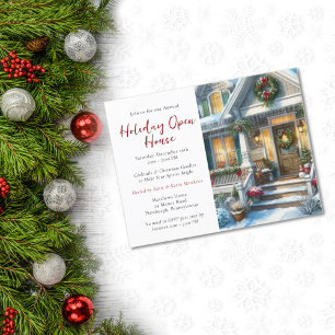 Festive Home Holiday Open House Photo Invitation  Postcard
