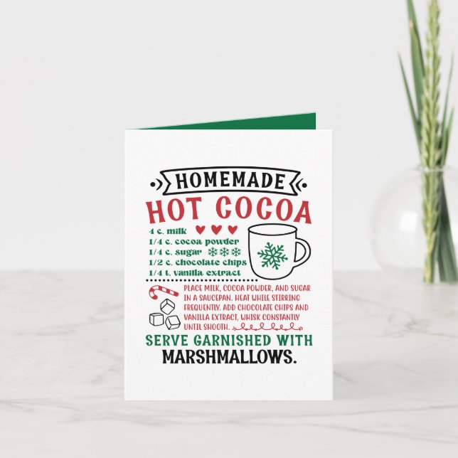 Festive homemade cocoa recipe customizable holiday card (Front)