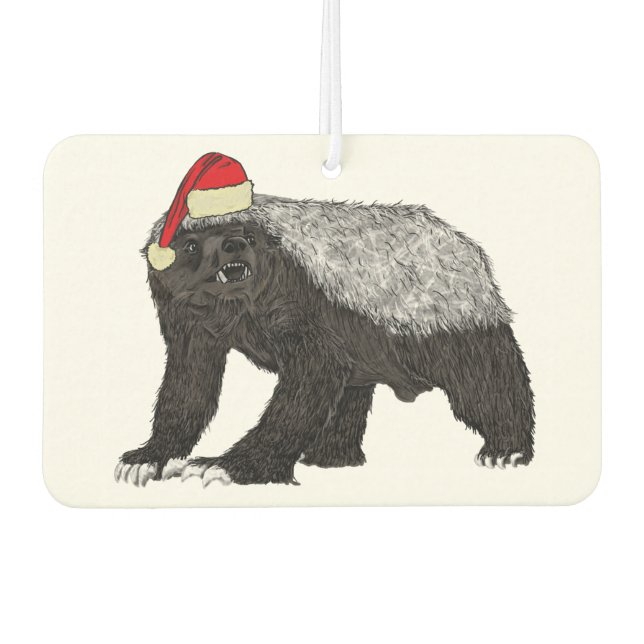 Festive Honey Badger Badass Santa Christmas Animal Air Freshener (Front)