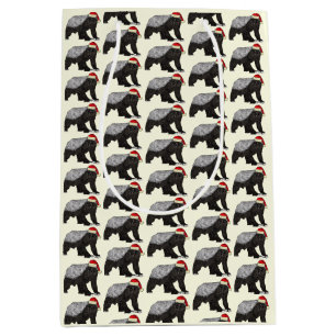 Festive Honey Badger Badass Santa Christmas Animal Medium Gift Bag