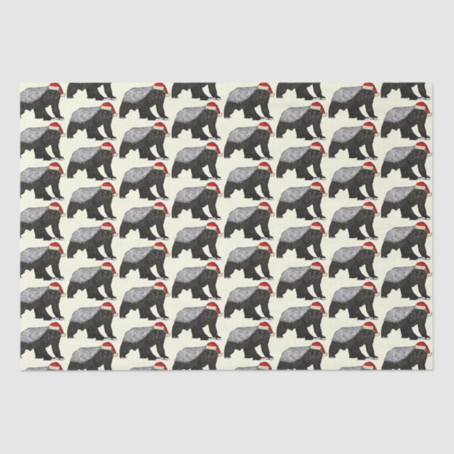 Festive Honey Badger Badass Santa Christmas Animal Tissue Paper (Front)