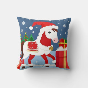 🐴 Festive Horse Cozy Winter Home Style 🎄 Throw Pillow