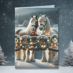 Festive Horses and Christmas Lights Card