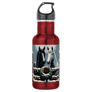 Festive Horses Merry Christmas 532 Ml Water Bottle