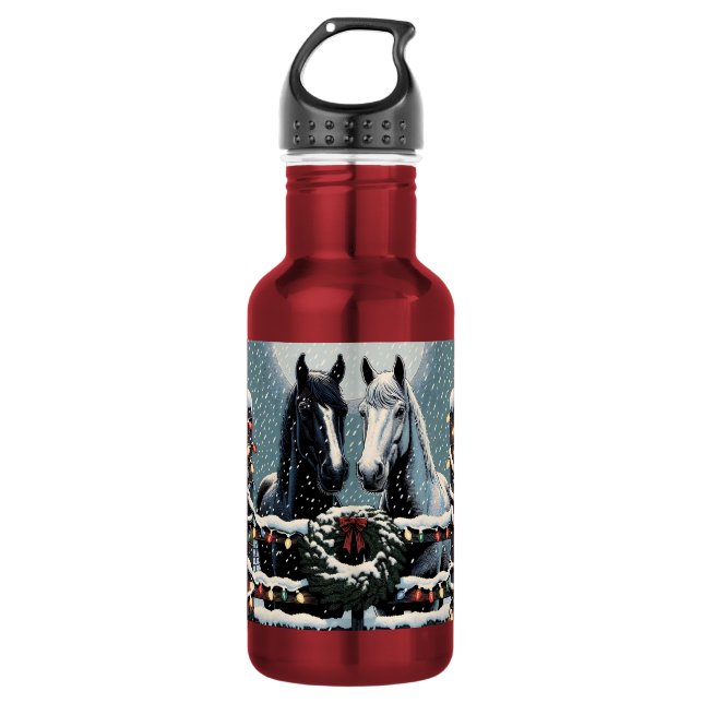Festive Horses | Merry Christmas 532 Ml Water Bottle (Front)