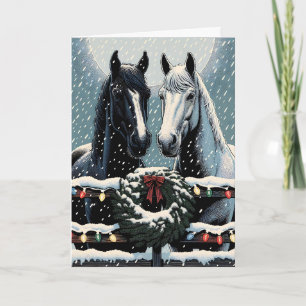 Festive Horses   Merry Christmas Card