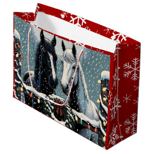 Festive Horses   Merry Christmas Large Gift Bag