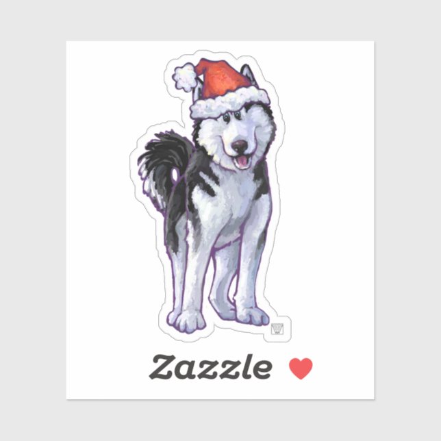 Festive Husky in a Santa Hat (Sheet)