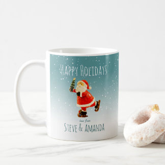 Festive Ice Skating Santa – Personalized Coffee Mug