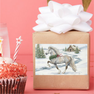 Festive Icelandic Horse in Winter Landscape Sticker