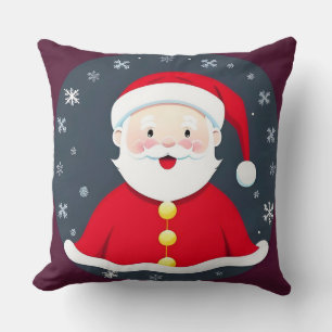Festive Illustration Featuring Santa Claus Throw Pillow