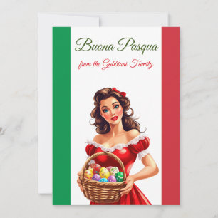 Festive Italian Flag Happy Easter Buona Pasqua  Holiday Card