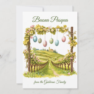 Festive Italian Vineyard Easter Buona Pasqua  Holiday Card