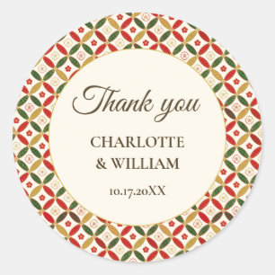 Festive Japanese Blossom Thank You Sticker
