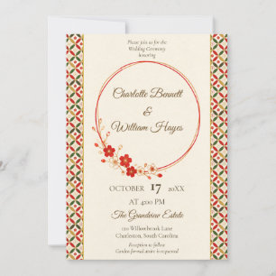 Festive Japanese Blossom Wedding Invitation