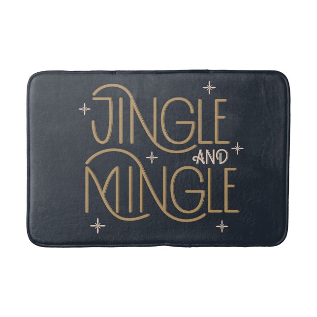 Festive Jingle and Mingle Holiday Design Bath Mat (Front)