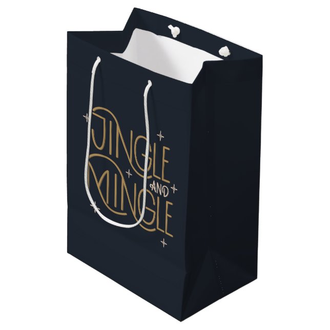 Festive Jingle and Mingle Holiday Design Medium Gift Bag (Front Angled)