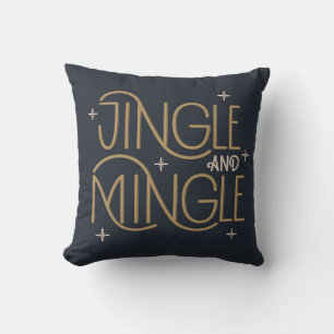 Festive Jingle and Mingle Holiday Design Throw Pillow