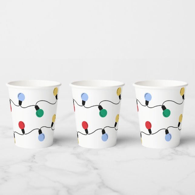 Festive Jingle & Mingle Colourful Christmas Lights Paper Cups (Multi)
