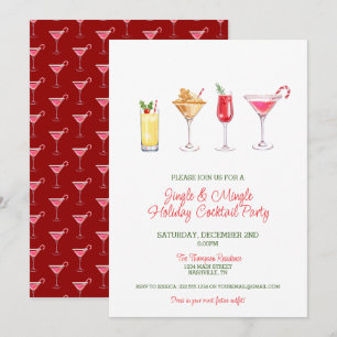 Festive Jingle Mingle Holiday Cocktail Party Invitation