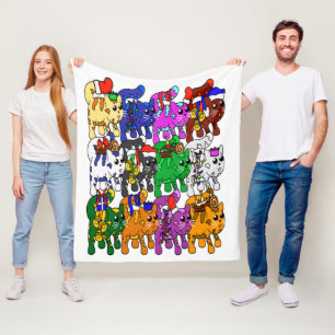Festive Jolly Meowy Christmas Cats Fleece Blanket