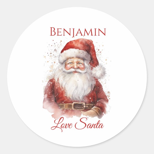 Festive Jolly Santa Kids Classic Round Sticker (Front)