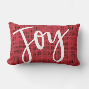 Festive Joy Calligraphy Holiday/Christmas Lumbar Pillow