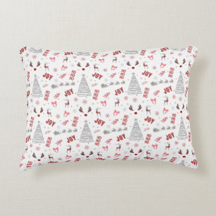 Festive Joy Christmas – Santa, Reindeer & Ho Ho Ho Accent Pillow
