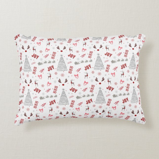 Festive Joy Christmas – Santa, Reindeer & Ho Ho Ho Accent Pillow (Front)