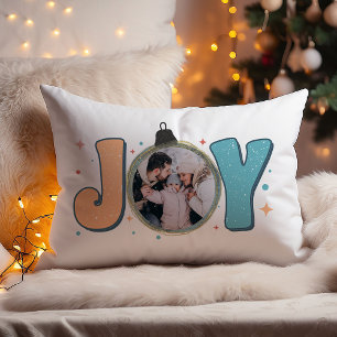 Festive Joy Ornament Christmas Photo Lumbar Pillow