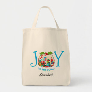 Festive JOY TO THE WORLD Flags Personalized Tote Bag