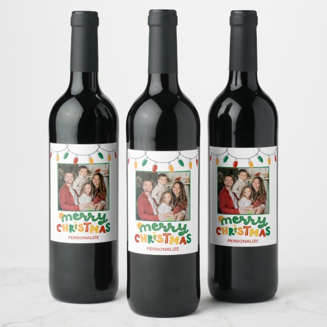 Festive Joyeux Noël Personnalisé Étiquette de bout (Bouteilles)
