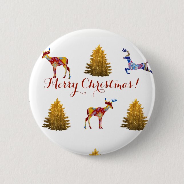 Festive Joyeux Noël Round Badge (Devant)