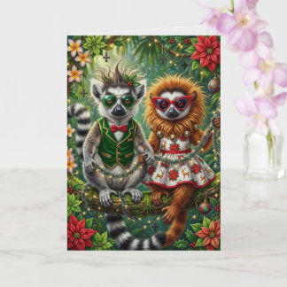 Festive Jungle Raccoon Tropical Holiday Card