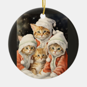 Festive Kitties Ceramic Ornament