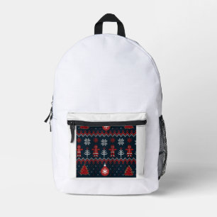 Festive knitted gingerbread snowflake pattern  printed backpack