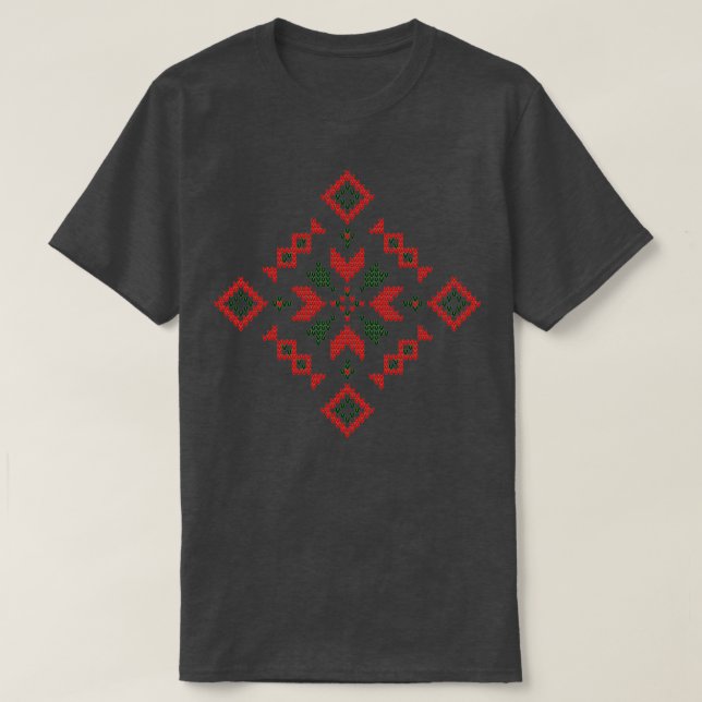 Festive knitting christmas flowers pattern  T-Shirt (Design Front)