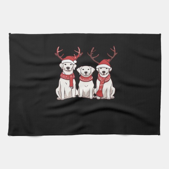 Festive Kuvasz � Christmas Pattern Classic T-Shirt Kitchen Towel (Horizontal)