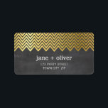 FESTIVE LABEL modern chevron pattern gold foil<br><div class="desc">NOTE - the gold foil image is a printed picture Adhere to the back of your envelopes as a classy, personalized return address label. Setup as a template it is simple for you to add your own details, or hit the customize button and you can add or change text, fonts,...</div>