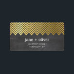 FESTIVE LABEL modern chevron pattern gold foil<br><div class="desc">NOTE - the gold foil image is a printed picture Adhere to the back of your envelopes as a classy, personalized return address label. Setup as a template it is simple for you to add your own details, or hit the customize button and you can add or change text, fonts,...</div>