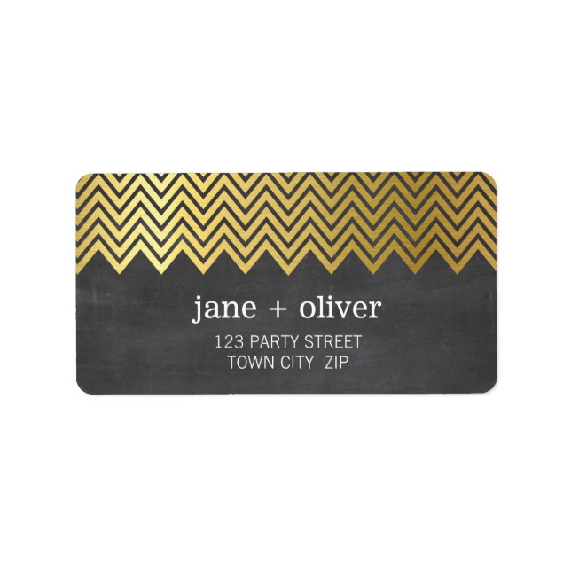 FESTIVE LABEL modern chevron pattern gold foil (Front)