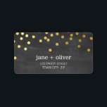 FESTIVE LABEL modern confetti spot gold foil grey<br><div class="desc">NOTE - the gold foil image is a printed picture Adhere to the back of your envelopes as a classy, personalized return address label. Setup as a template it is simple for you to add your own details, or hit the customize button and you can add or change text, fonts,...</div>