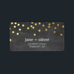 FESTIVE LABEL modern confetti spot gold foil grey<br><div class="desc">NOTE - the gold foil image is a printed picture Adhere to the back of your envelopes as a classy, personalized return address label. Setup as a template it is simple for you to add your own details, or hit the customize button and you can add or change text, fonts,...</div>