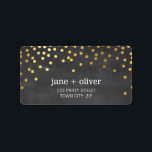 FESTIVE LABEL modern confetti spot gold foil grey<br><div class="desc">NOTE - the gold foil image is a printed picture Adhere to the back of your envelopes as a classy, personalized return address label. Setup as a template it is simple for you to add your own details, or hit the customize button and you can add or change text, fonts,...</div>